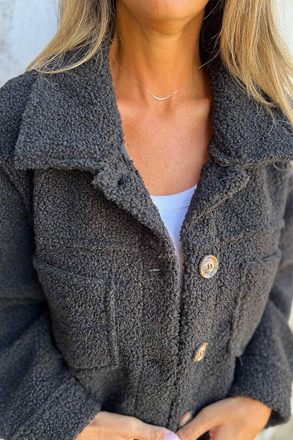 Léa | Warm Teddy Jacket with Elegant Buttons