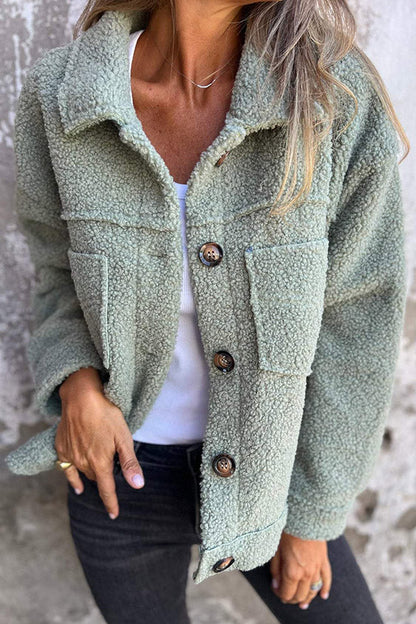 Léa | Warm Teddy Jacket with Elegant Buttons