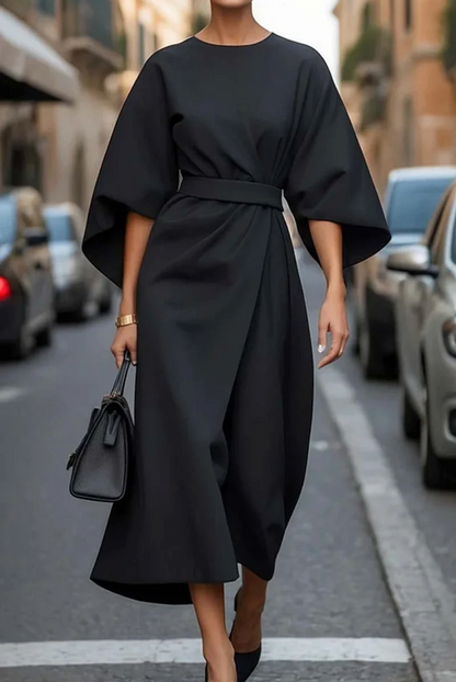 Sofia - elegant dress with lantern sleeves and belt